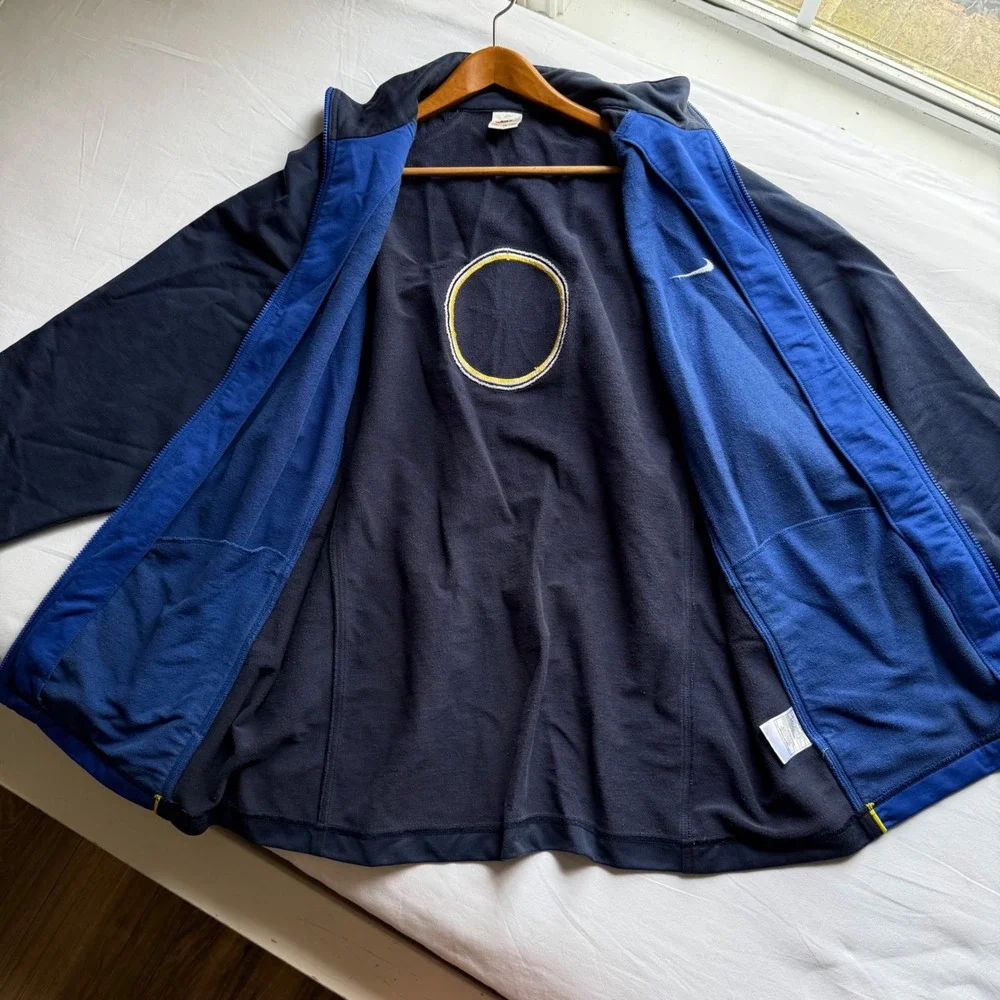 90s Nike Basketball Track Jacket Navy Blue Yellow Piping XL VTG Retro Throwback